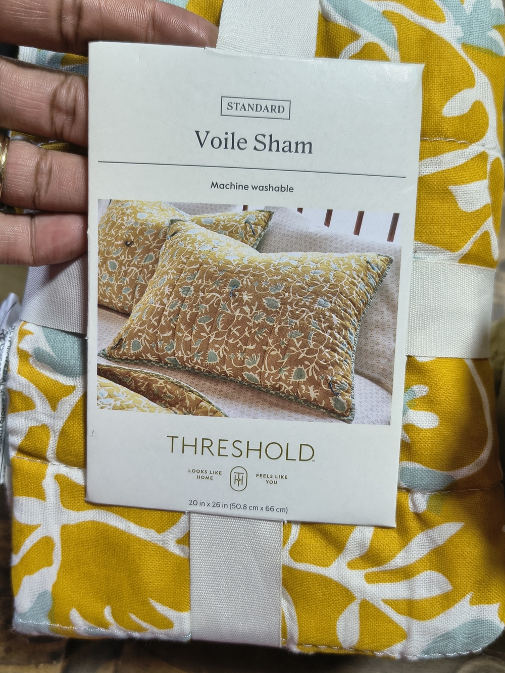 Threshold Voile Sham - Mustard Yellow Floral - Picture 2 of 4